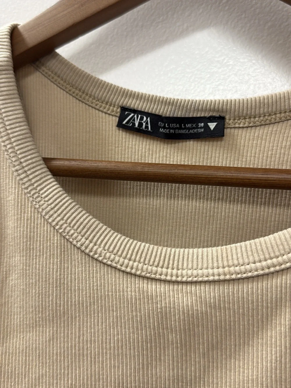 Zara Ribbed Tank Crop Top - Beige